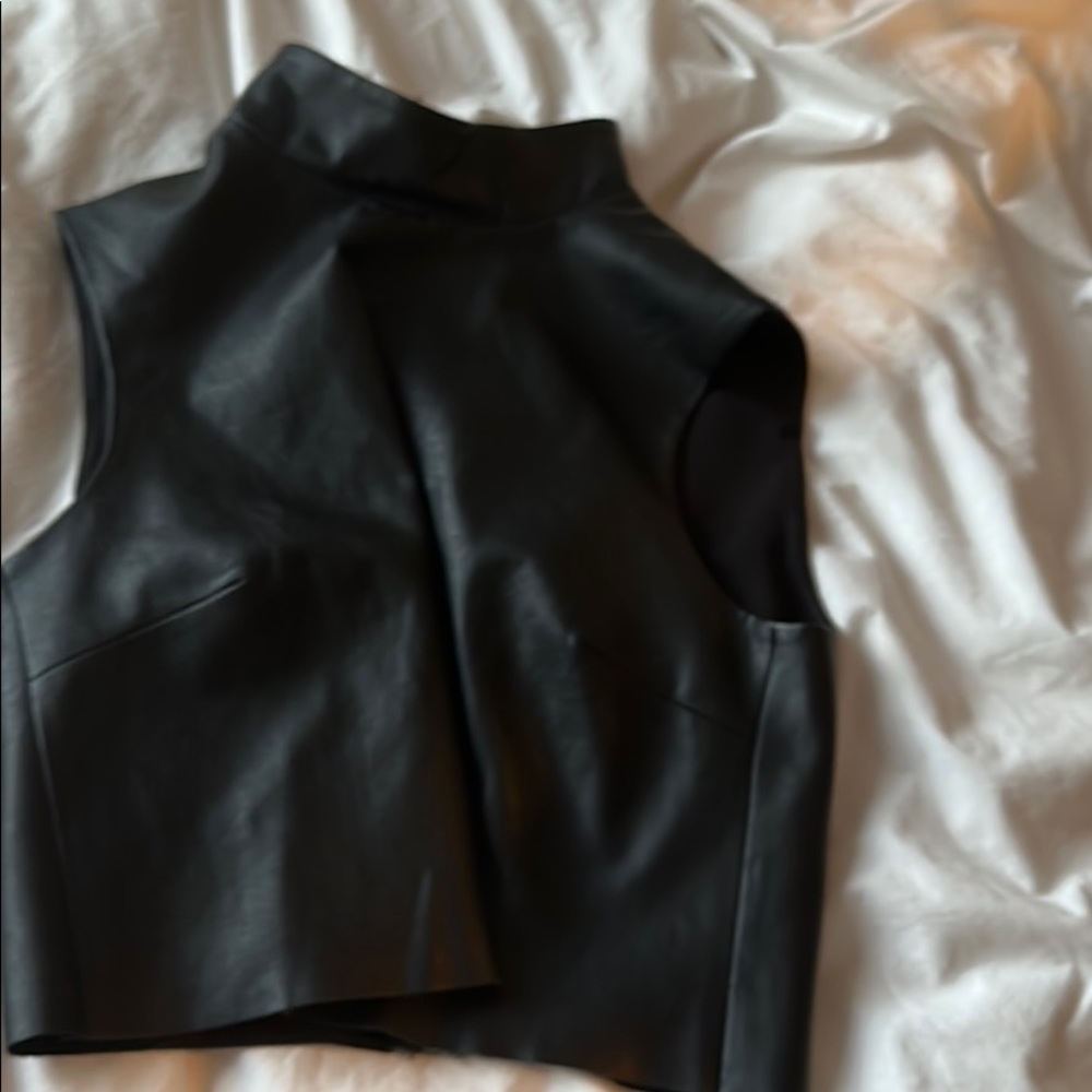 Cropped faux leather top